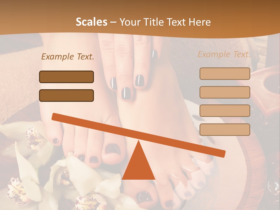 A Woman's Feet On A Plate With Flowers On It PowerPoint Template