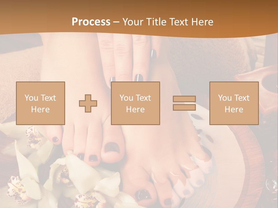 A Woman's Feet On A Plate With Flowers On It PowerPoint Template