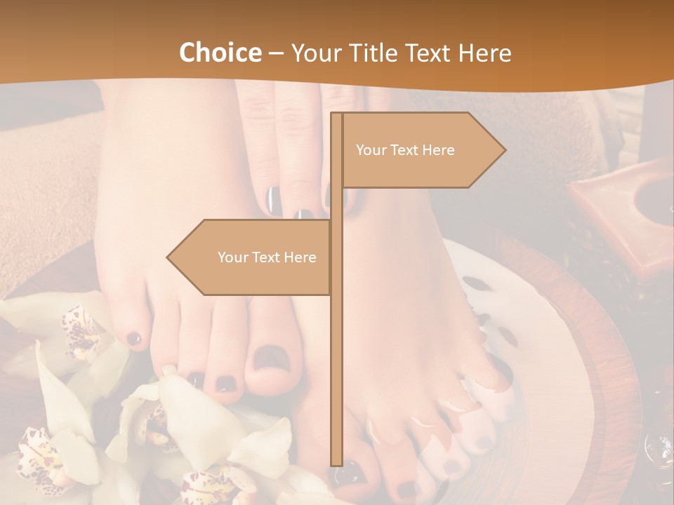 A Woman's Feet On A Plate With Flowers On It PowerPoint Template