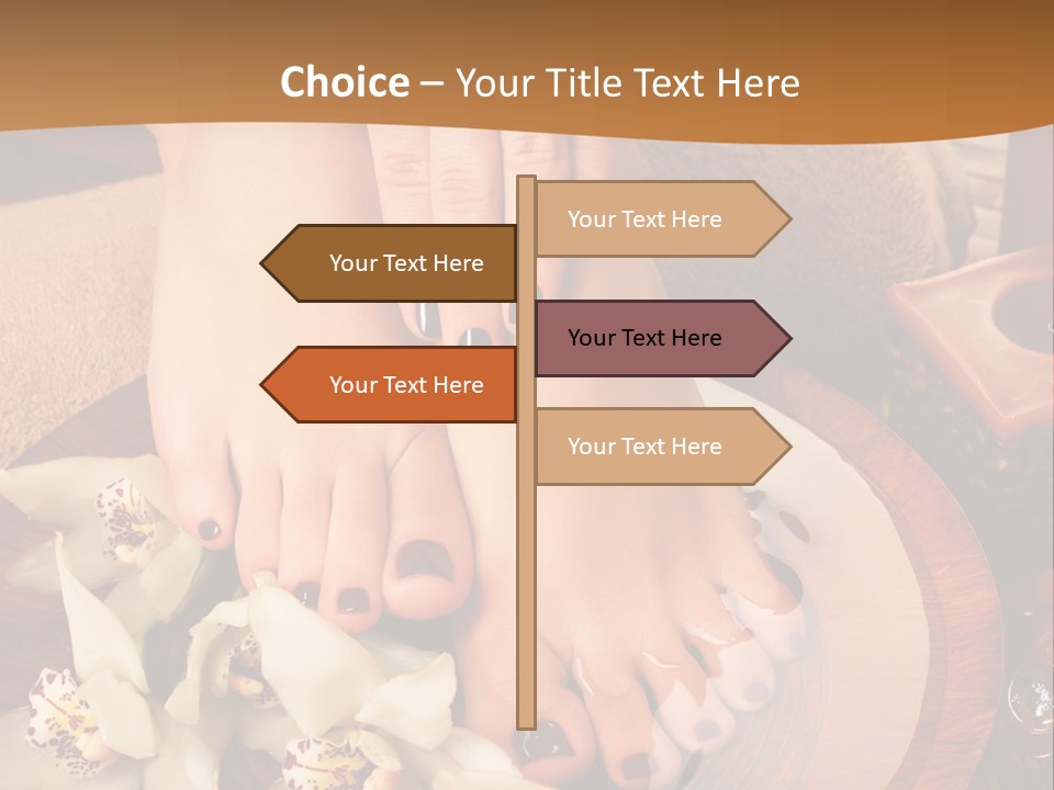 A Woman's Feet On A Plate With Flowers On It PowerPoint Template