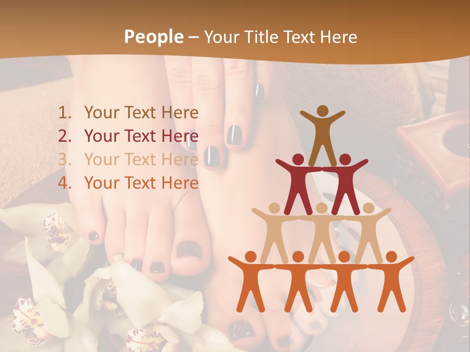 A Woman's Feet On A Plate With Flowers On It PowerPoint Template