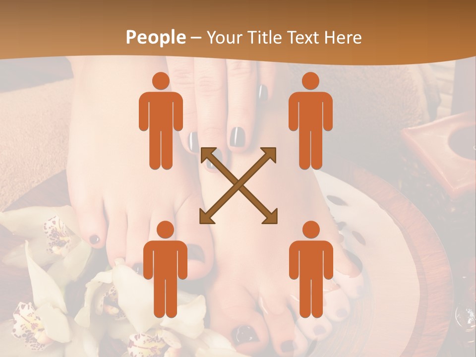 A Woman's Feet On A Plate With Flowers On It PowerPoint Template