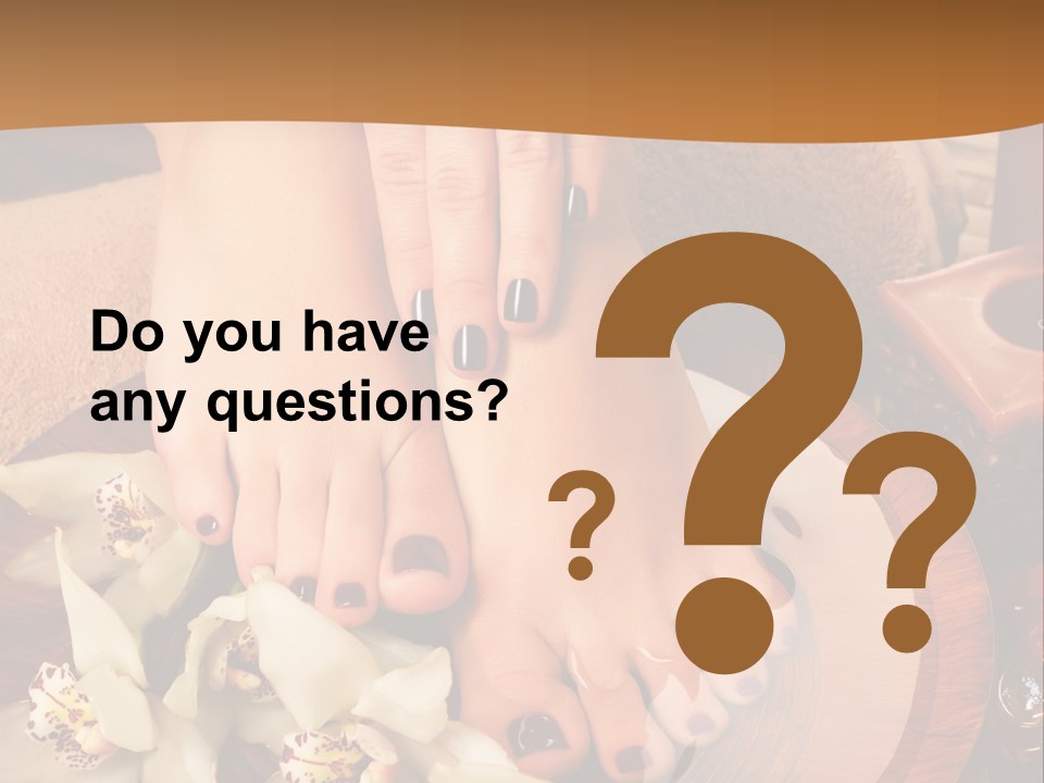 A Woman's Feet On A Plate With Flowers On It PowerPoint Template