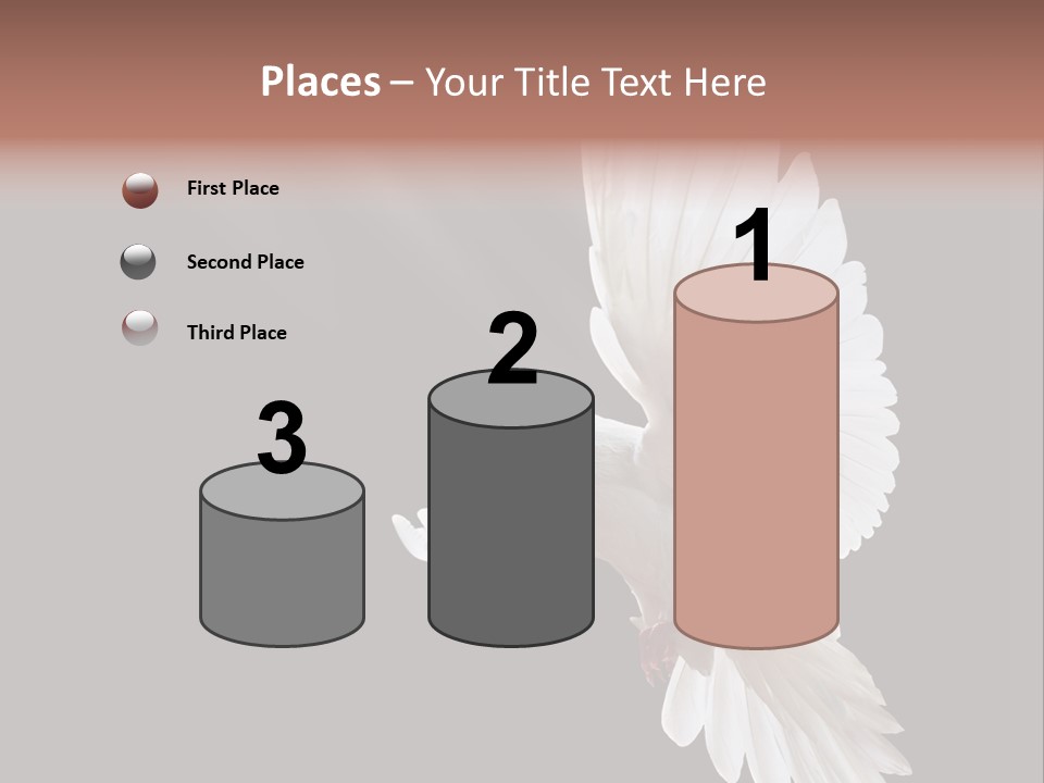 A White Dove Flying In The Air With Its Wings Spread PowerPoint Template