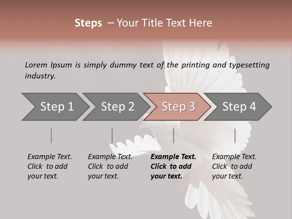 A White Dove Flying In The Air With Its Wings Spread PowerPoint Template