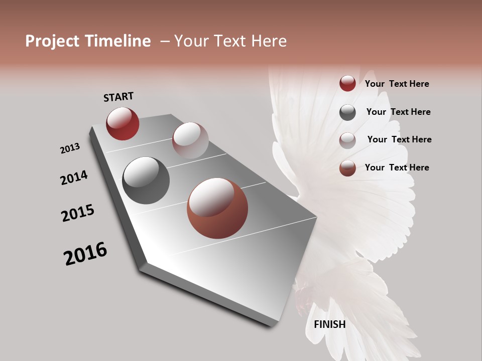 A White Dove Flying In The Air With Its Wings Spread PowerPoint Template