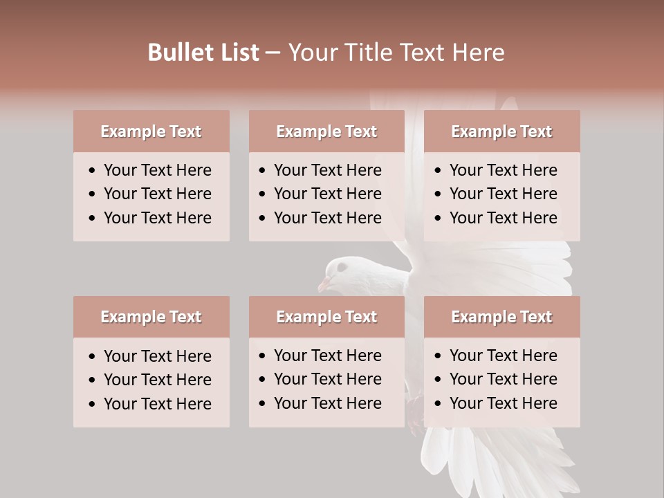 A White Dove Flying In The Air With Its Wings Spread PowerPoint Template