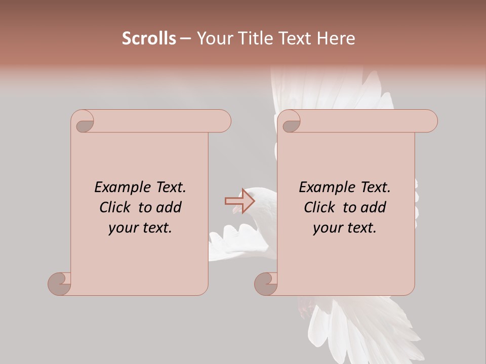 A White Dove Flying In The Air With Its Wings Spread PowerPoint Template