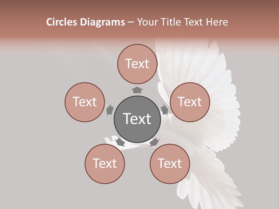 A White Dove Flying In The Air With Its Wings Spread PowerPoint Template