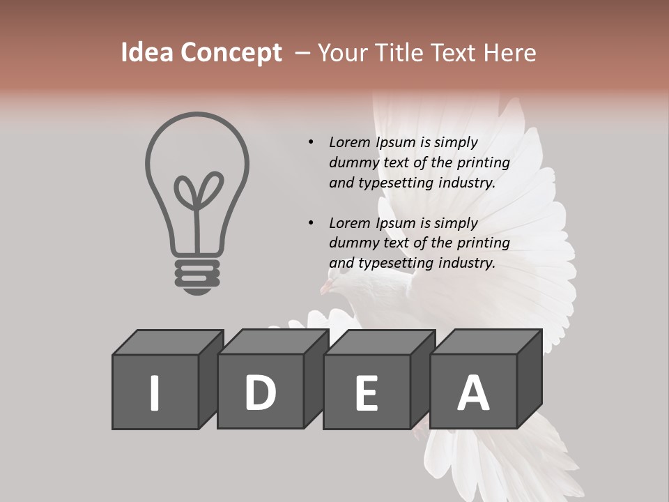 A White Dove Flying In The Air With Its Wings Spread PowerPoint Template