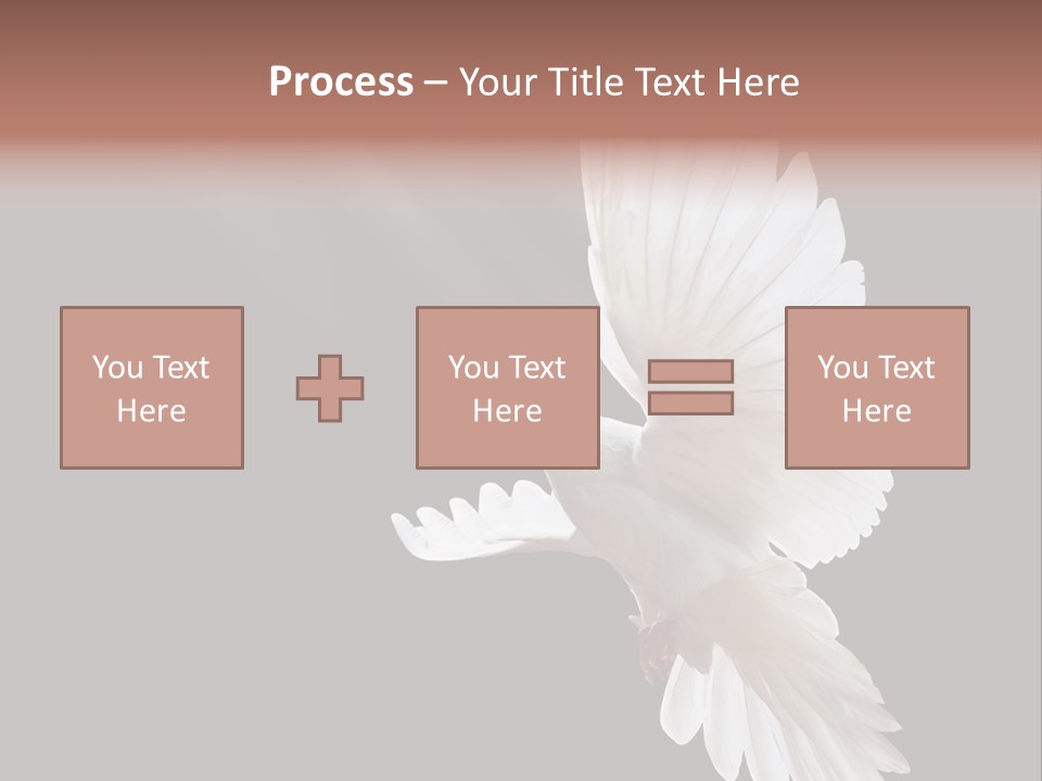 A White Dove Flying In The Air With Its Wings Spread PowerPoint Template