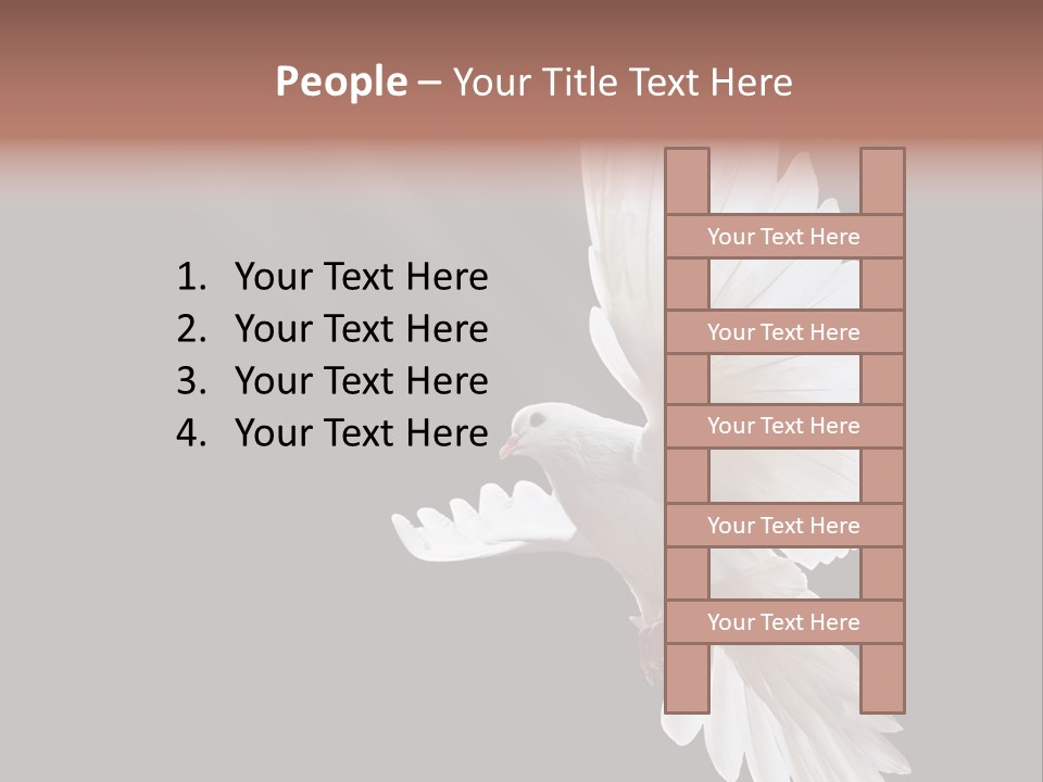 A White Dove Flying In The Air With Its Wings Spread PowerPoint Template