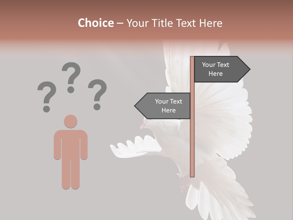 A White Dove Flying In The Air With Its Wings Spread PowerPoint Template