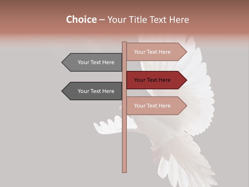 A White Dove Flying In The Air With Its Wings Spread PowerPoint Template