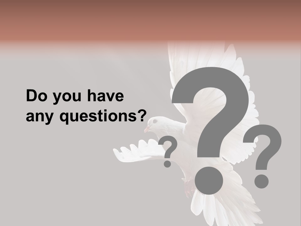 A White Dove Flying In The Air With Its Wings Spread PowerPoint Template