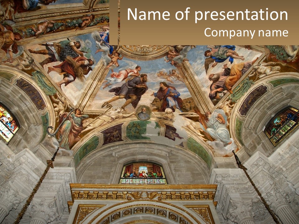 The Ceiling Of A Church With Paintings On It PowerPoint Template