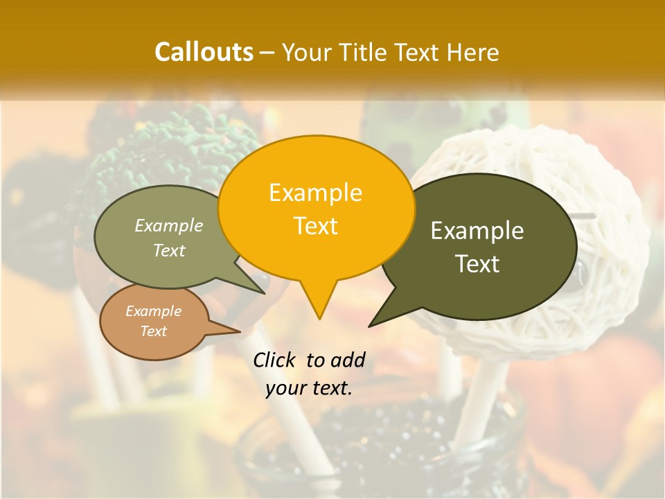 A Group Of Halloween Cake Pops With Faces On Them PowerPoint Template