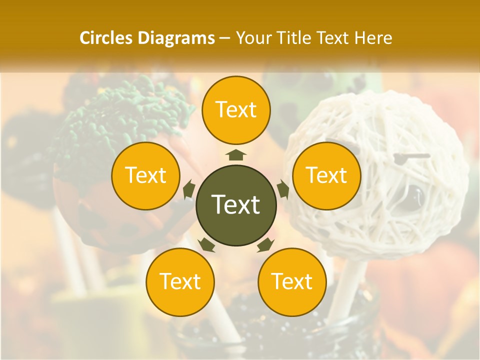 A Group Of Halloween Cake Pops With Faces On Them PowerPoint Template