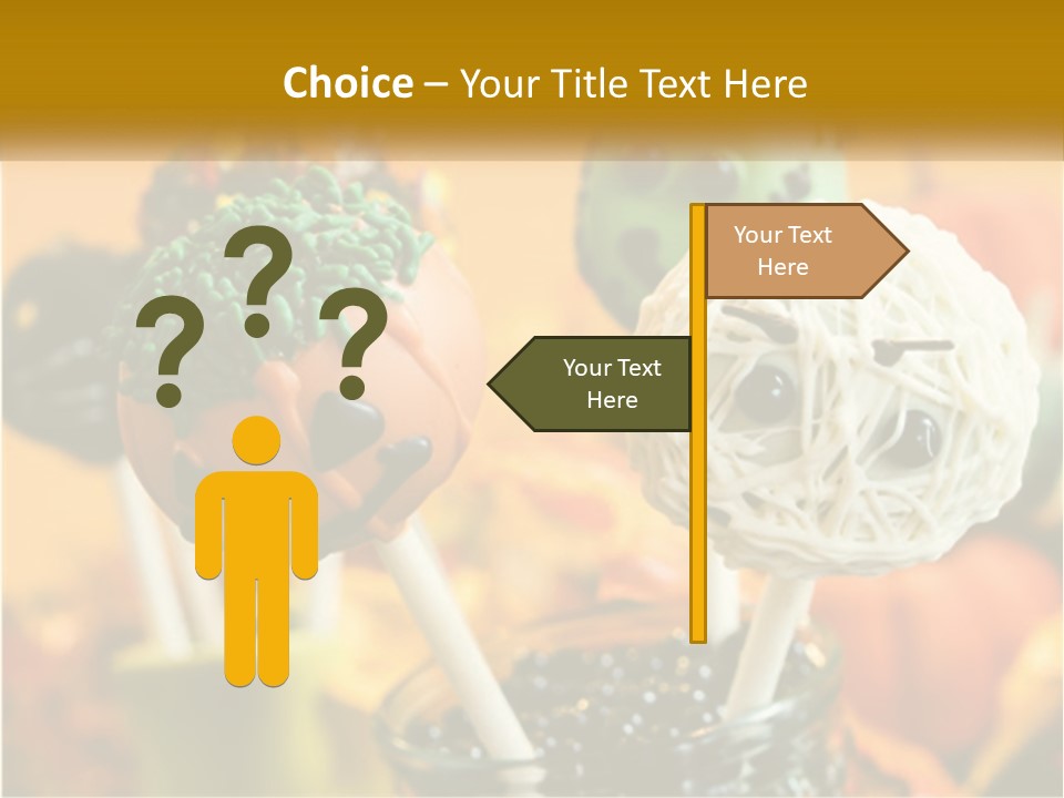 A Group Of Halloween Cake Pops With Faces On Them PowerPoint Template