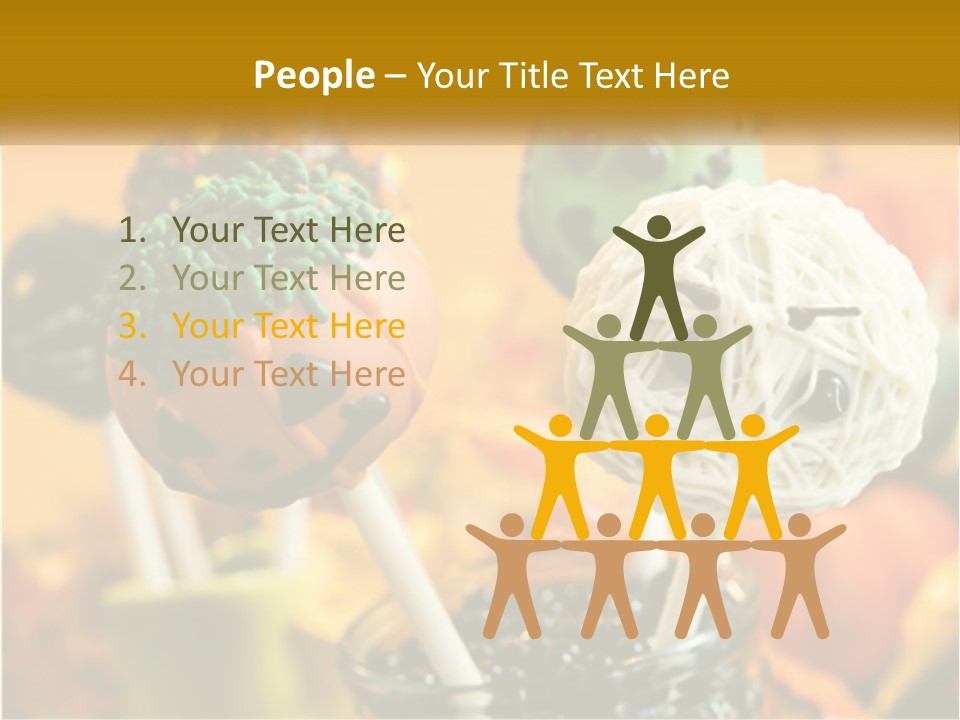 A Group Of Halloween Cake Pops With Faces On Them PowerPoint Template