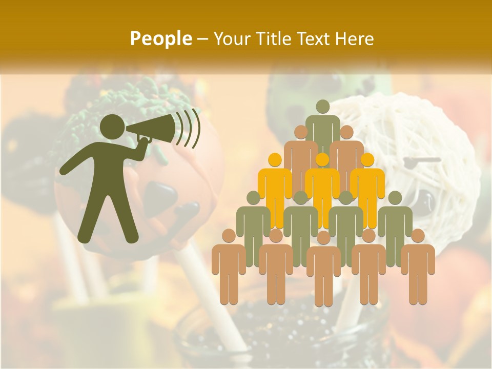 A Group Of Halloween Cake Pops With Faces On Them PowerPoint Template