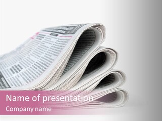 A Pile Of Newspapers On A White Background PowerPoint Template