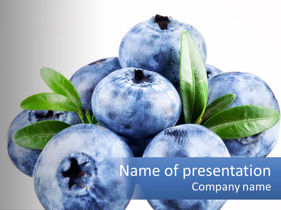 A Pile Of Blueberries With Leaves On Top Of It PowerPoint Template