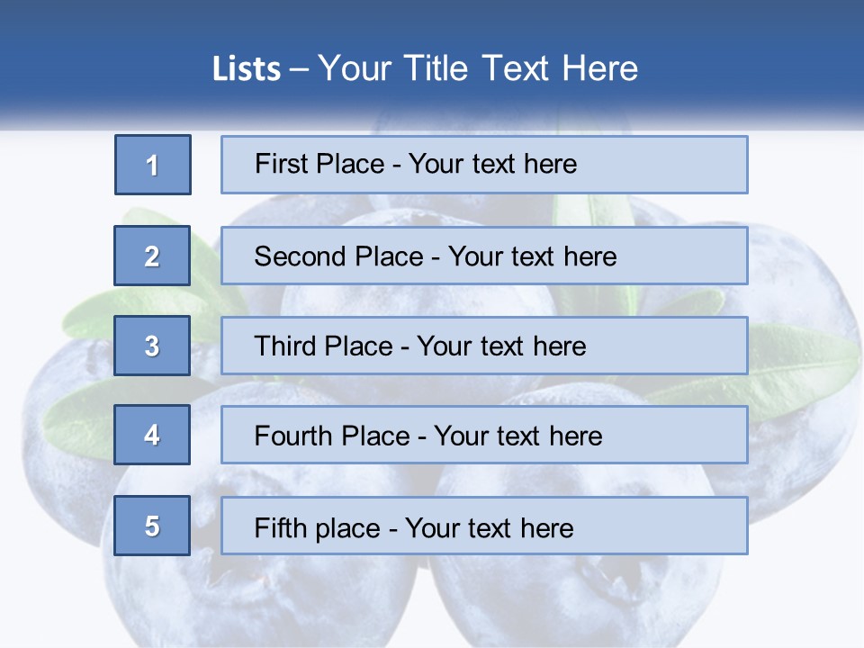 A Pile Of Blueberries With Leaves On Top Of It PowerPoint Template