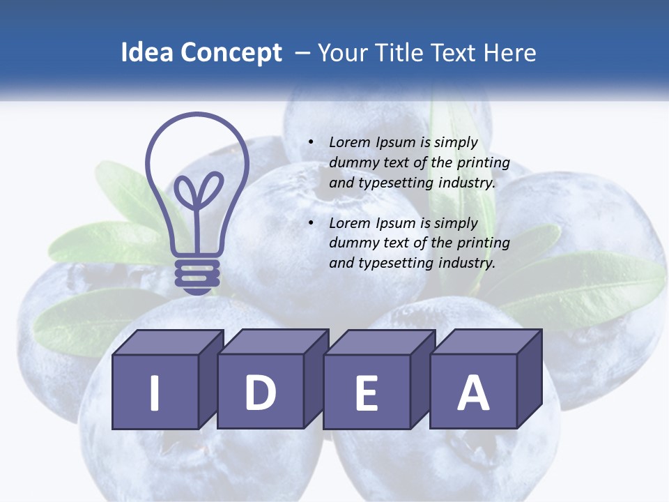 A Pile Of Blueberries With Leaves On Top Of It PowerPoint Template