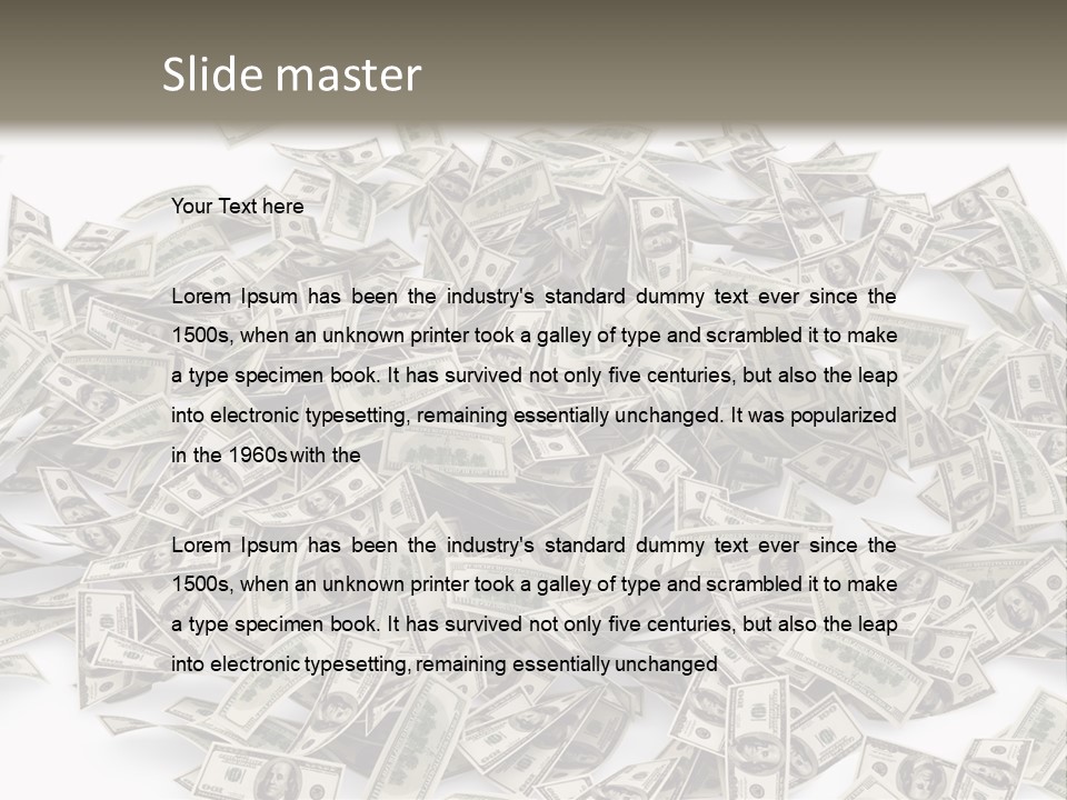 A Pile Of Money On A White Background PowerPoint Template