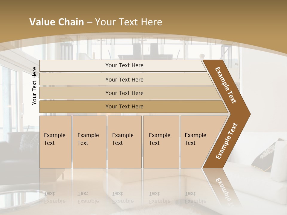 A Living Room With A White Couch And A Black Chair PowerPoint Template