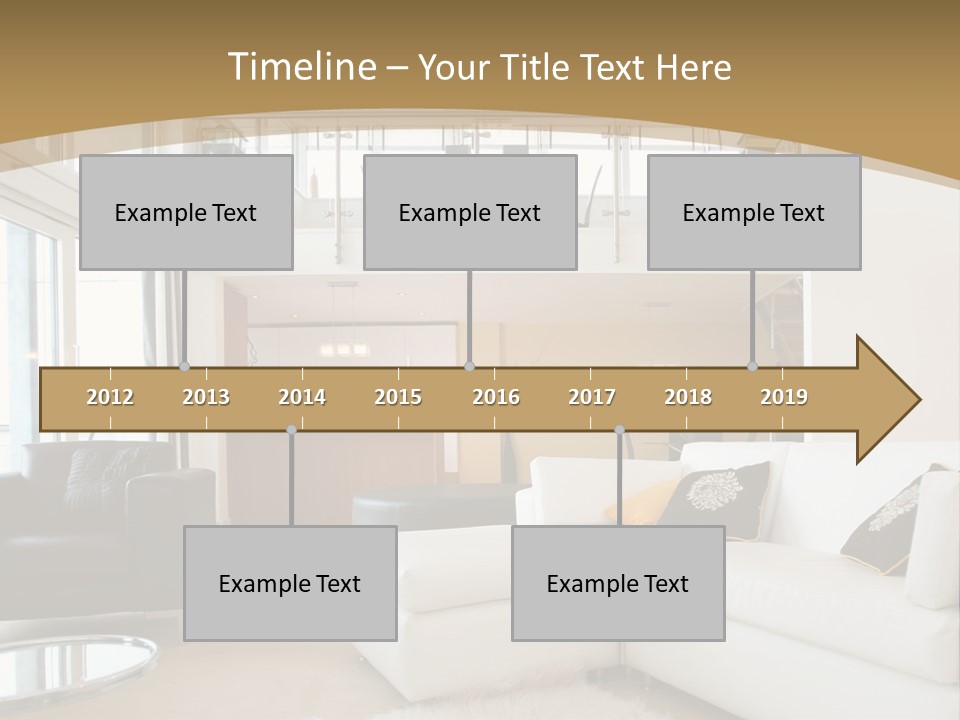 A Living Room With A White Couch And A Black Chair PowerPoint Template