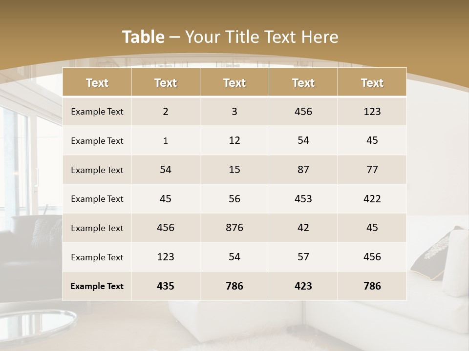 A Living Room With A White Couch And A Black Chair PowerPoint Template