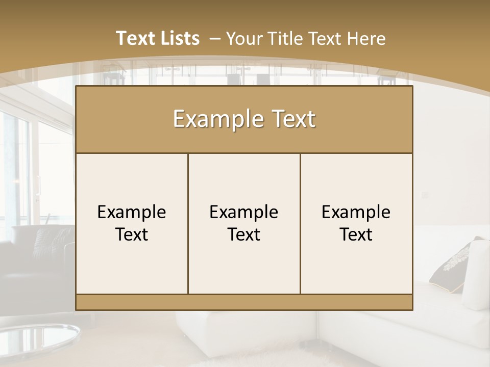 A Living Room With A White Couch And A Black Chair PowerPoint Template