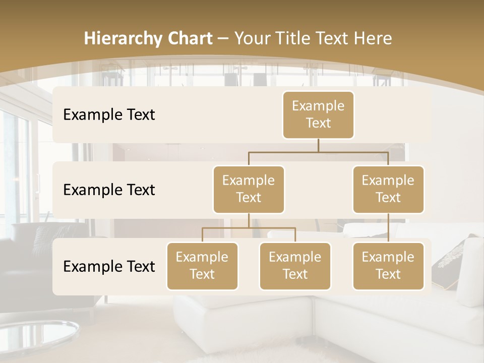 A Living Room With A White Couch And A Black Chair PowerPoint Template