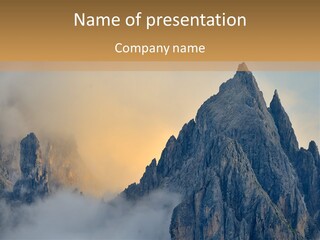 A Picture Of A Mountain With Clouds Coming Out Of It PowerPoint Template
