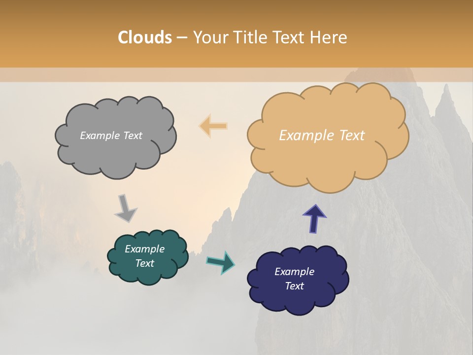 A Picture Of A Mountain With Clouds Coming Out Of It PowerPoint Template