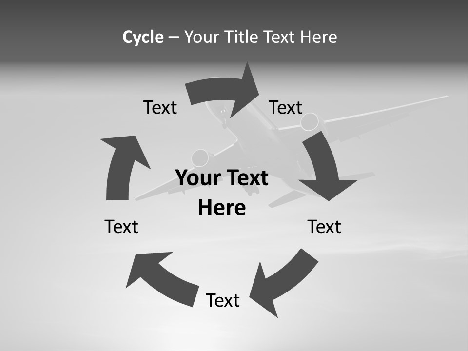 An Airplane Flying In The Sky With The Sun Behind It PowerPoint Template