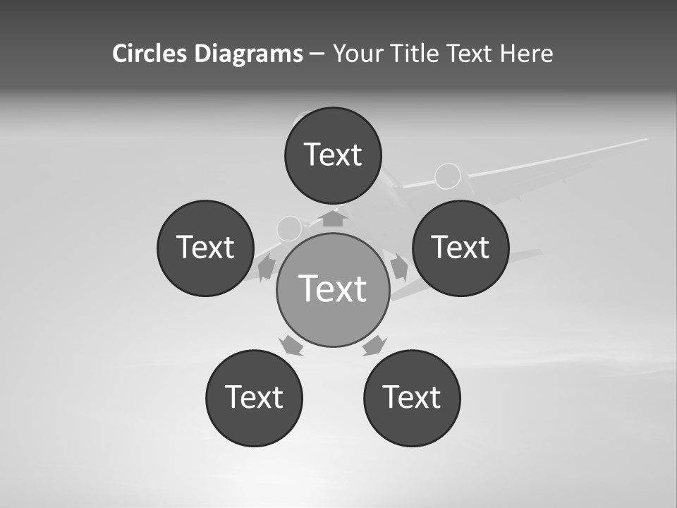 An Airplane Flying In The Sky With The Sun Behind It PowerPoint Template