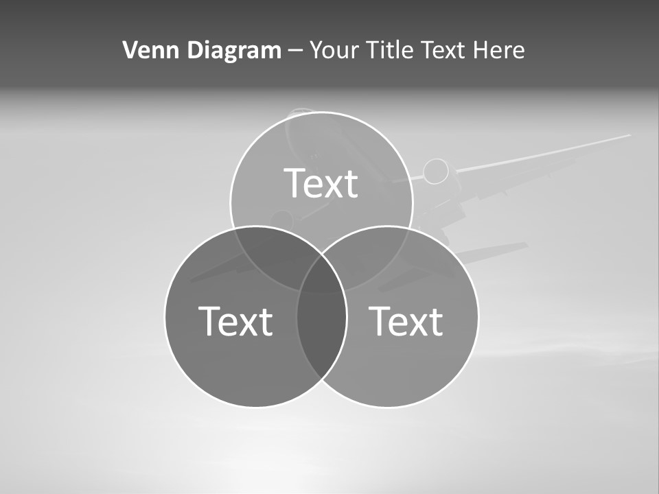 An Airplane Flying In The Sky With The Sun Behind It PowerPoint Template