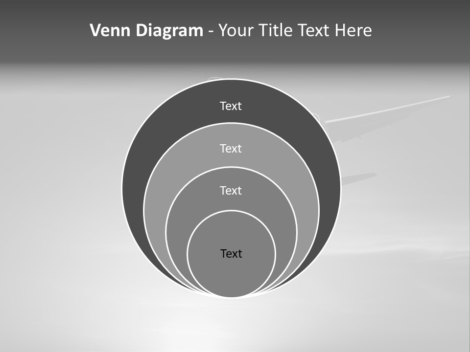 An Airplane Flying In The Sky With The Sun Behind It PowerPoint Template