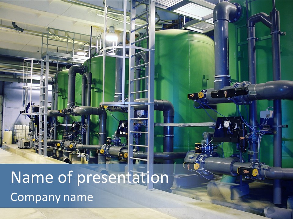A Large Industrial Power Plant With Pipes And Tanks PowerPoint Template