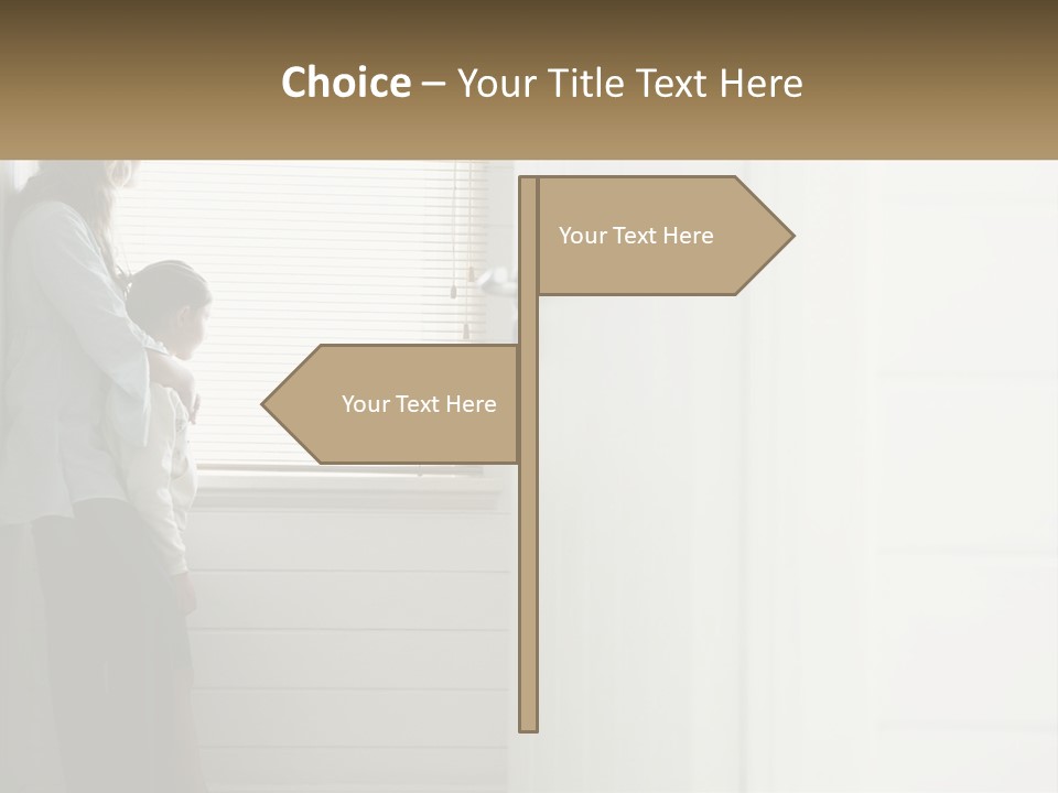 A Woman And Child Standing In Front Of A Window PowerPoint Template