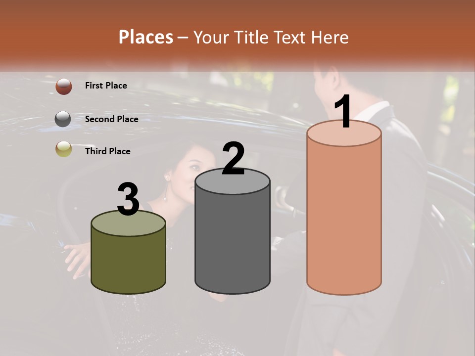 A Man In A Suit Shaking Hands With A Woman In A Car PowerPoint Template