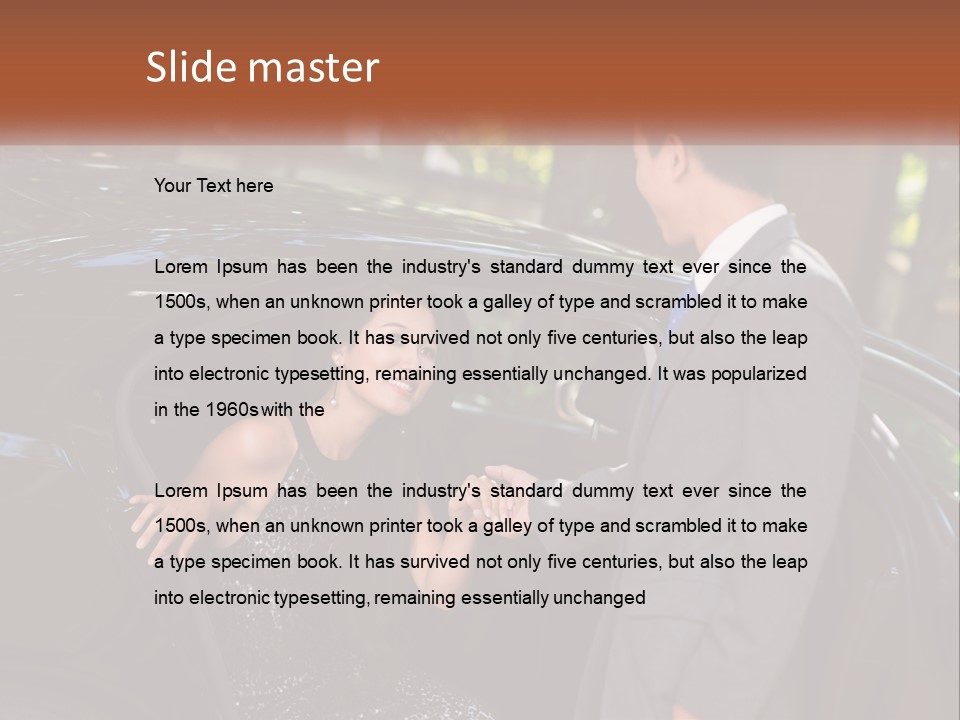 A Man In A Suit Shaking Hands With A Woman In A Car PowerPoint Template