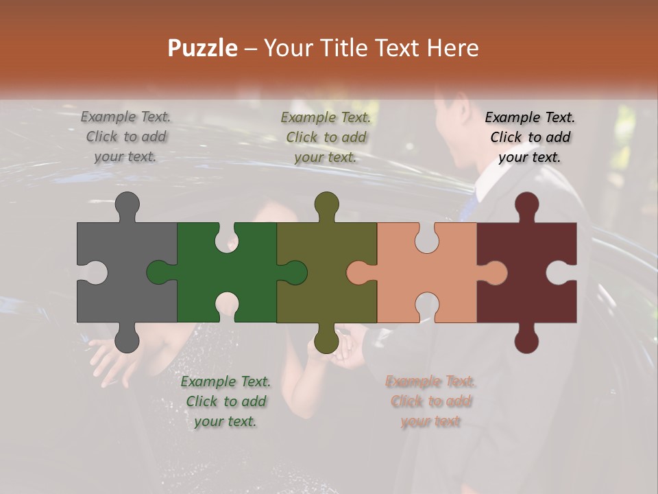 A Man In A Suit Shaking Hands With A Woman In A Car PowerPoint Template