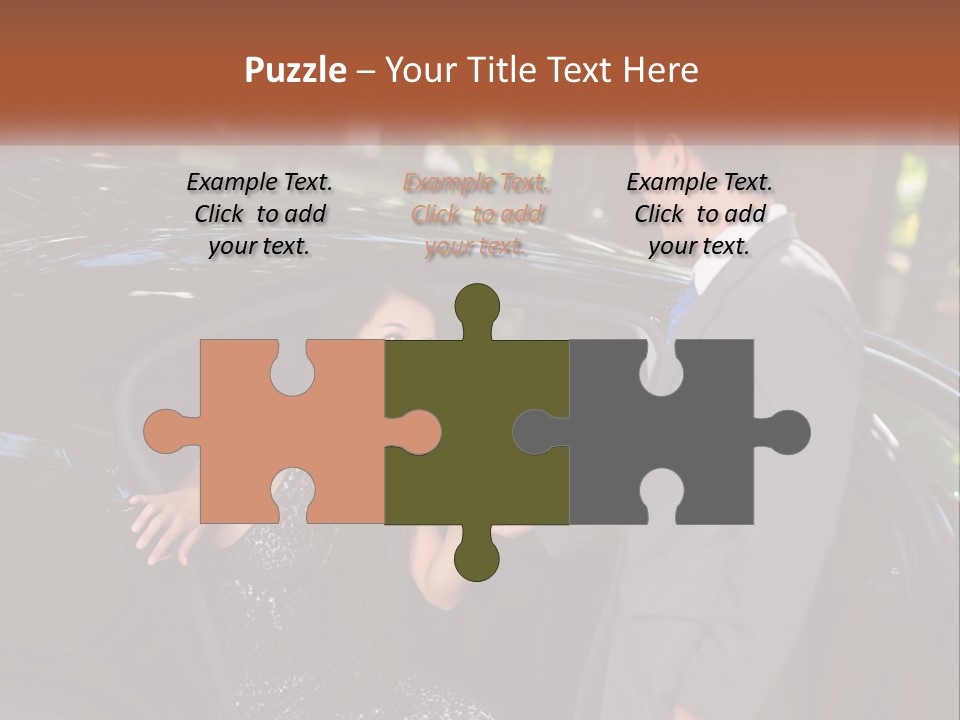 A Man In A Suit Shaking Hands With A Woman In A Car PowerPoint Template