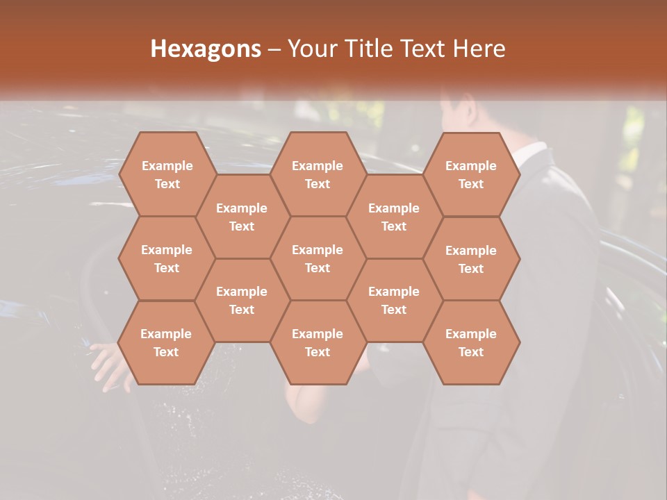 A Man In A Suit Shaking Hands With A Woman In A Car PowerPoint Template