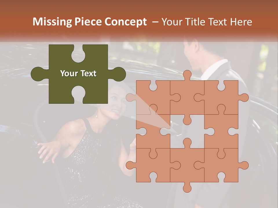 A Man In A Suit Shaking Hands With A Woman In A Car PowerPoint Template