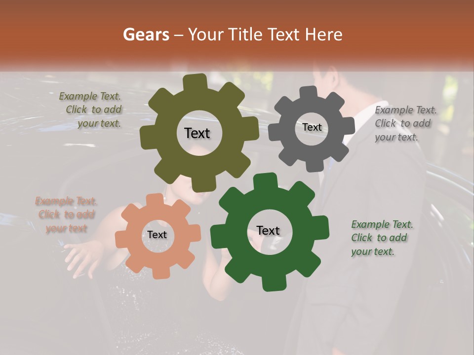 A Man In A Suit Shaking Hands With A Woman In A Car PowerPoint Template